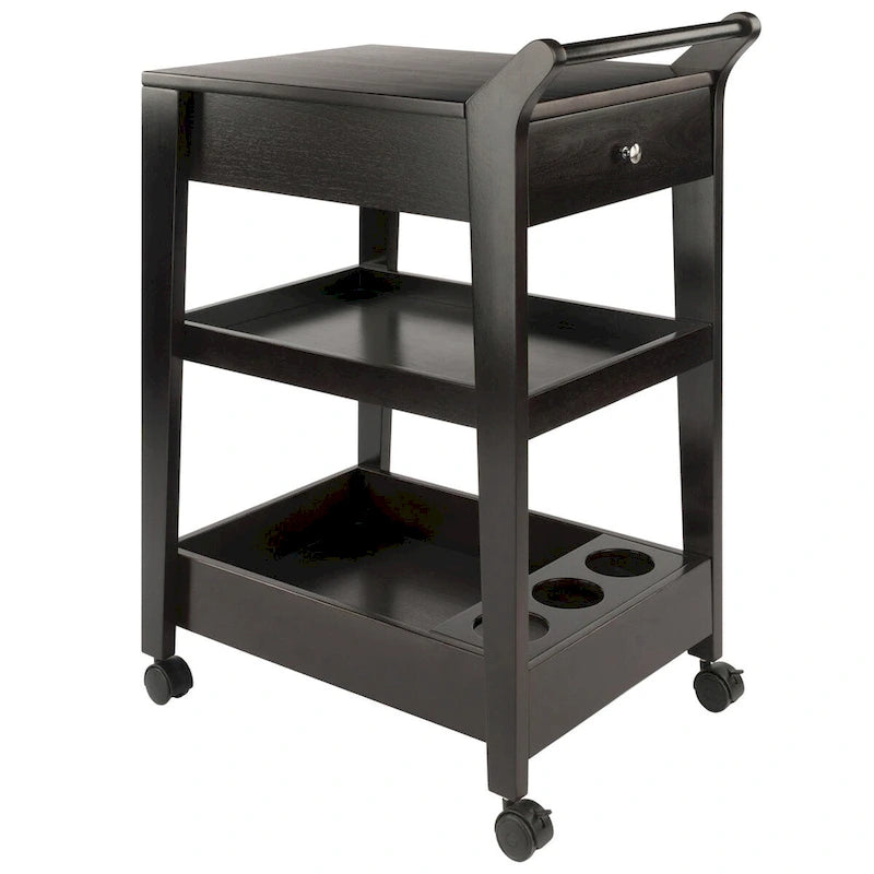 Jeston Entertainment Cart, Espresso - 18.03 x 26.77 x 37.24 inches