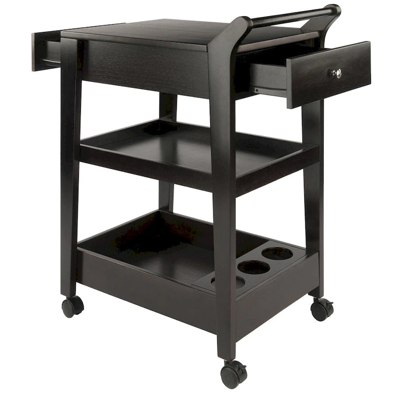Jeston Entertainment Cart, Espresso - 18.03 x 26.77 x 37.24 inches