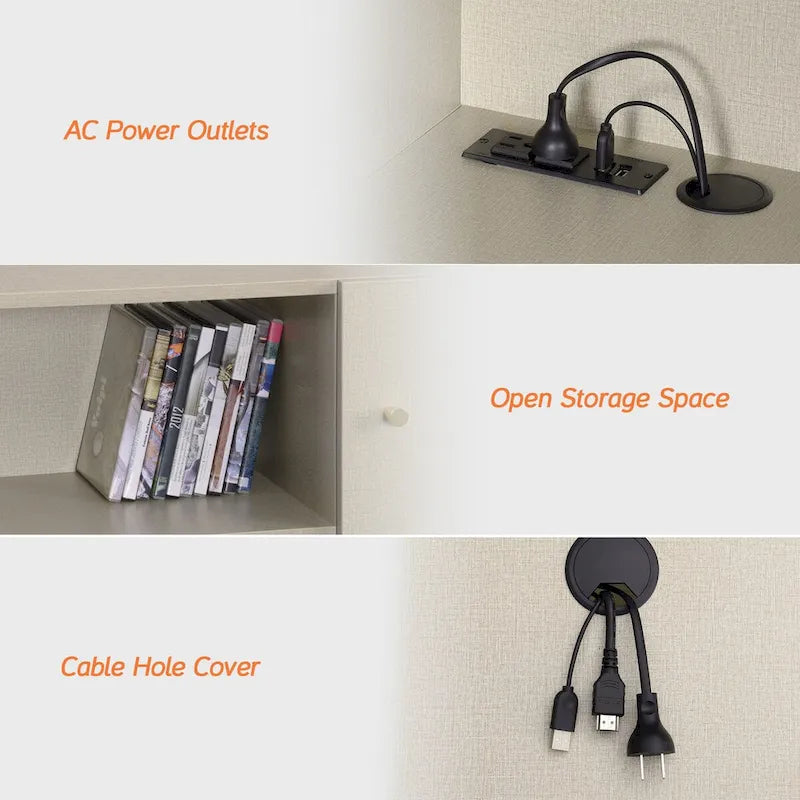Floating LED Light TV Stand with Charging Station,