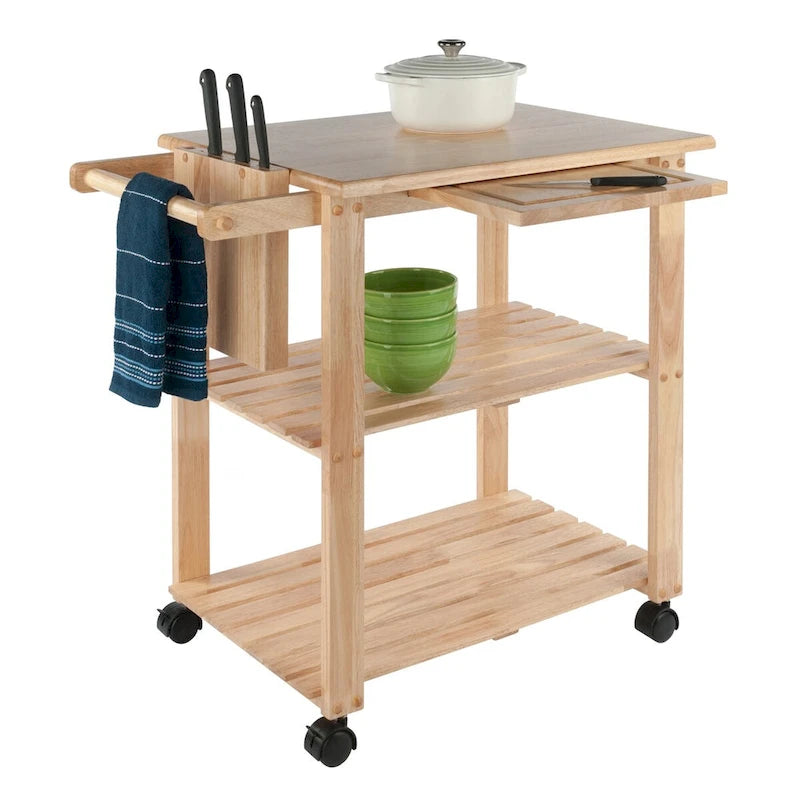 Mario Utility Kitchen Cart, Natural - 33.19 x 20.47 x 31.93 inches