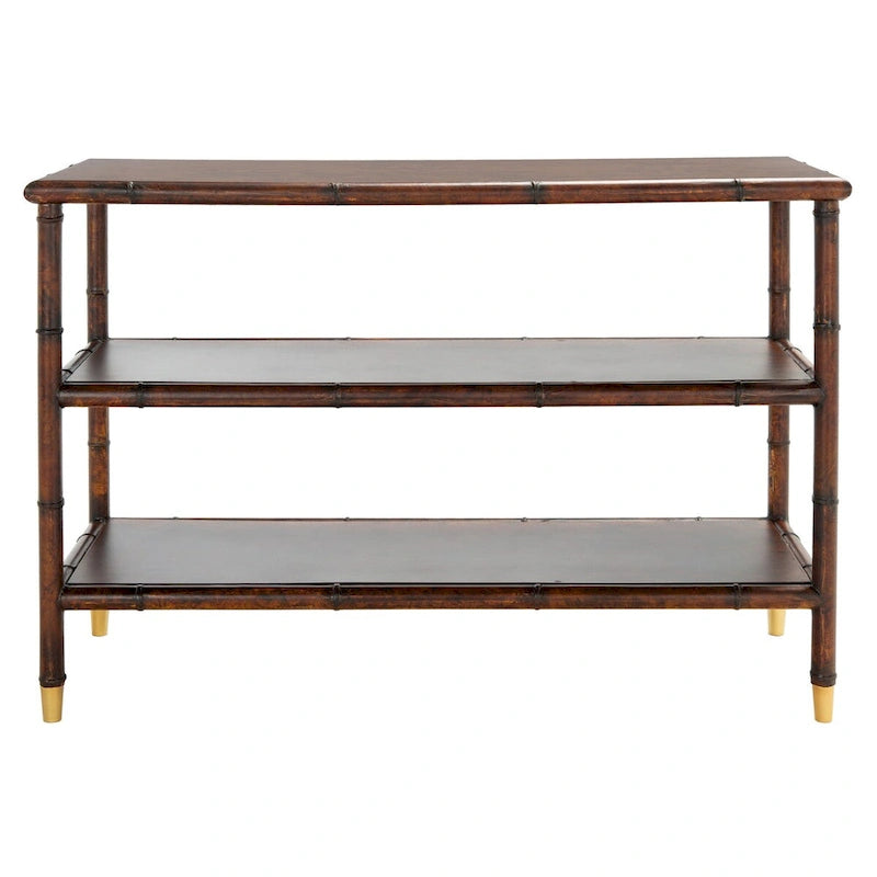 SAFAVIEH Francina Dark Brown/ Gold 2-Shelf Console Table - 42 W x 15.8 L x 29 H - 42Wx16Dx29H