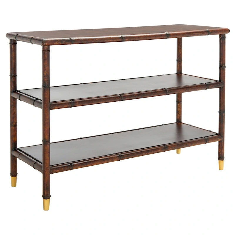 SAFAVIEH Francina Dark Brown/ Gold 2-Shelf Console Table - 42 W x 15.8 L x 29 H - 42Wx16Dx29H