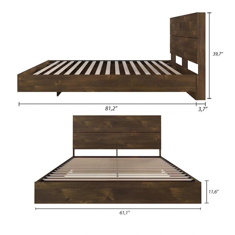 2-Piece Bedset With Bed Frame And Headboard,Truffle