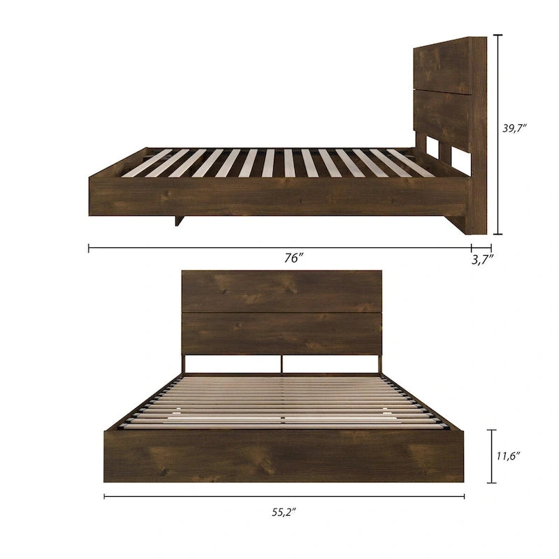2-Piece Bedset With Bed Frame And Headboard,Truffle