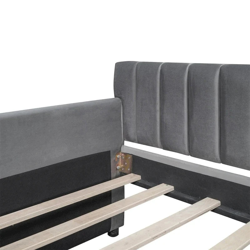 Merax Upholstered daybed with Drawers/Trundle, Wood Slat Support