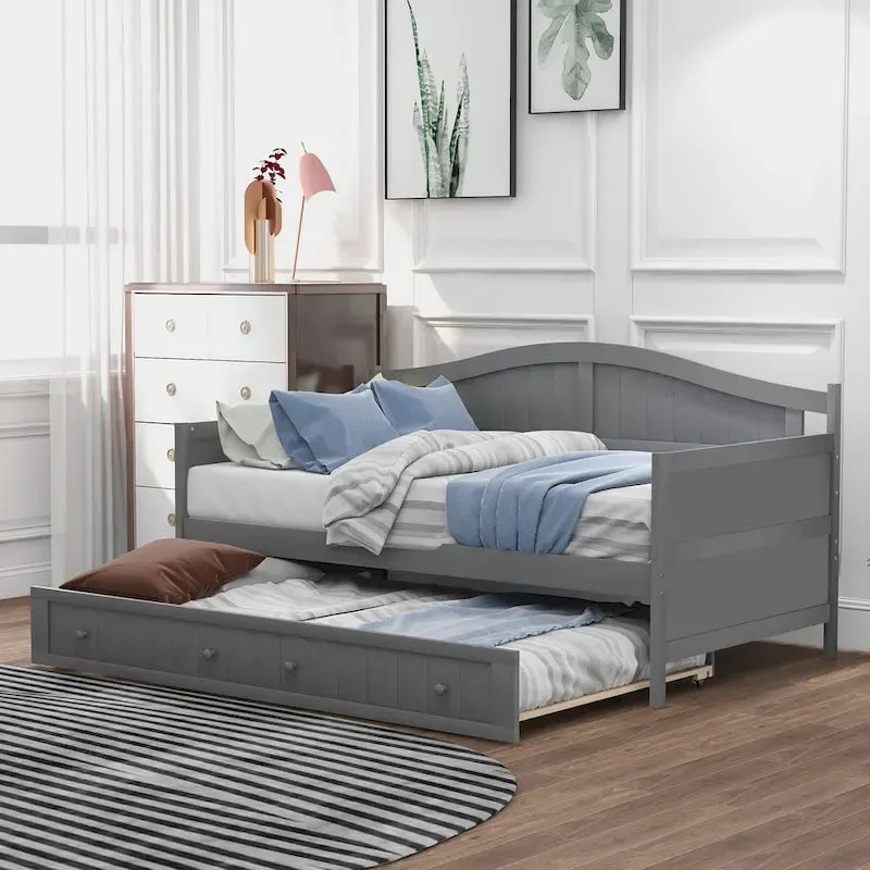 High-Quality Pine Twin Daybed with Trundle, Sofa Bed