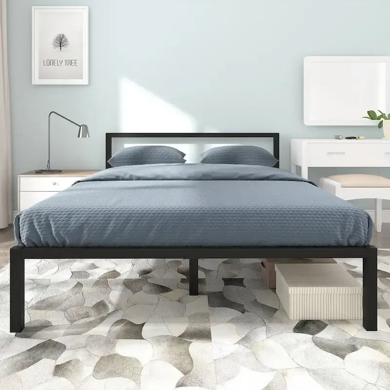 Metal Platform Bed Frame with Headboard
