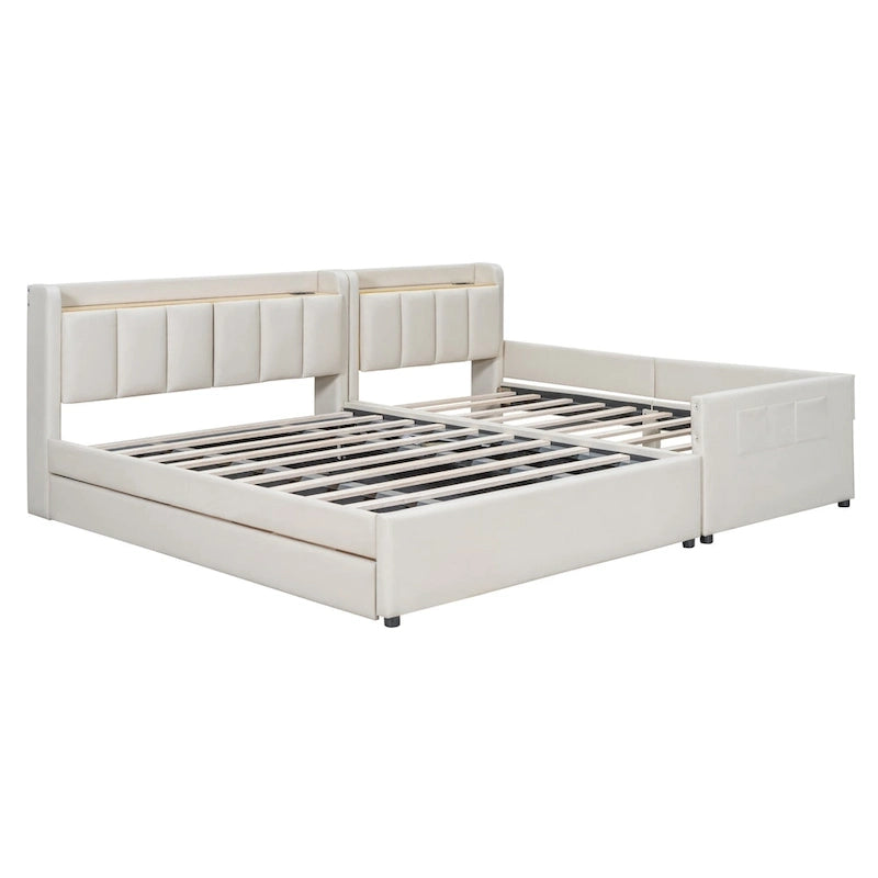 Queen Size and Twin XL Size Upholstered Platform Bed