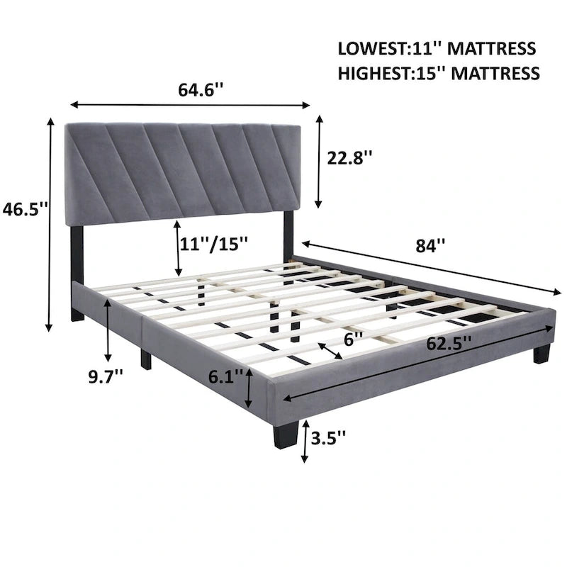 Queen Size Adjustable Upholstered Bed Stain Resistant And Durable