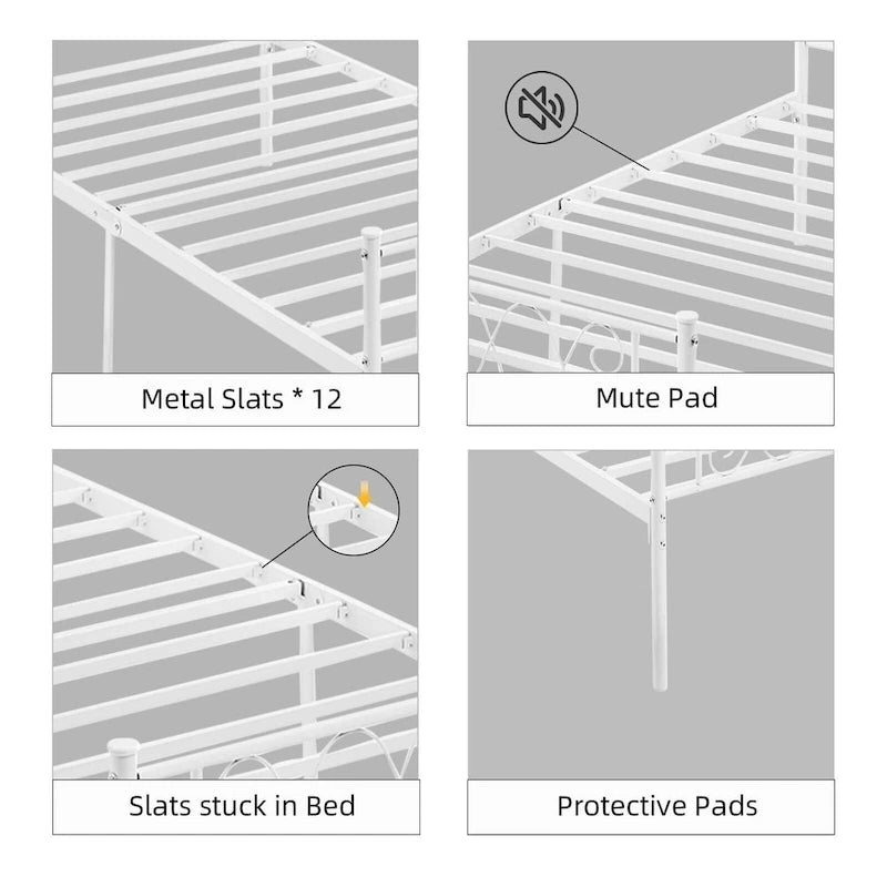 Platform Bed Frame with Iron-Art Sweet Heart