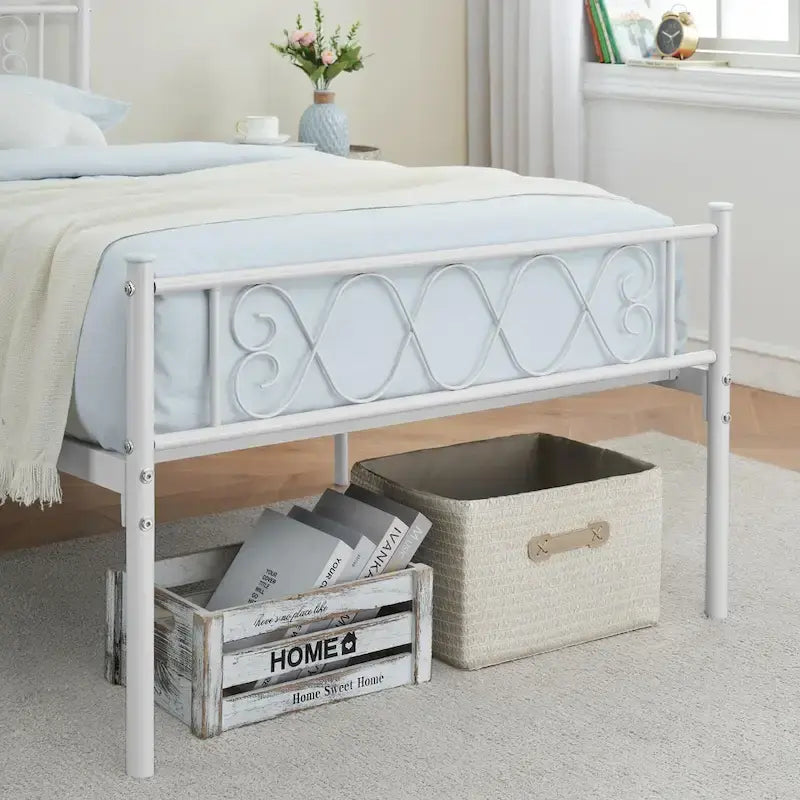 Platform Bed Frame with Iron-Art Sweet Heart