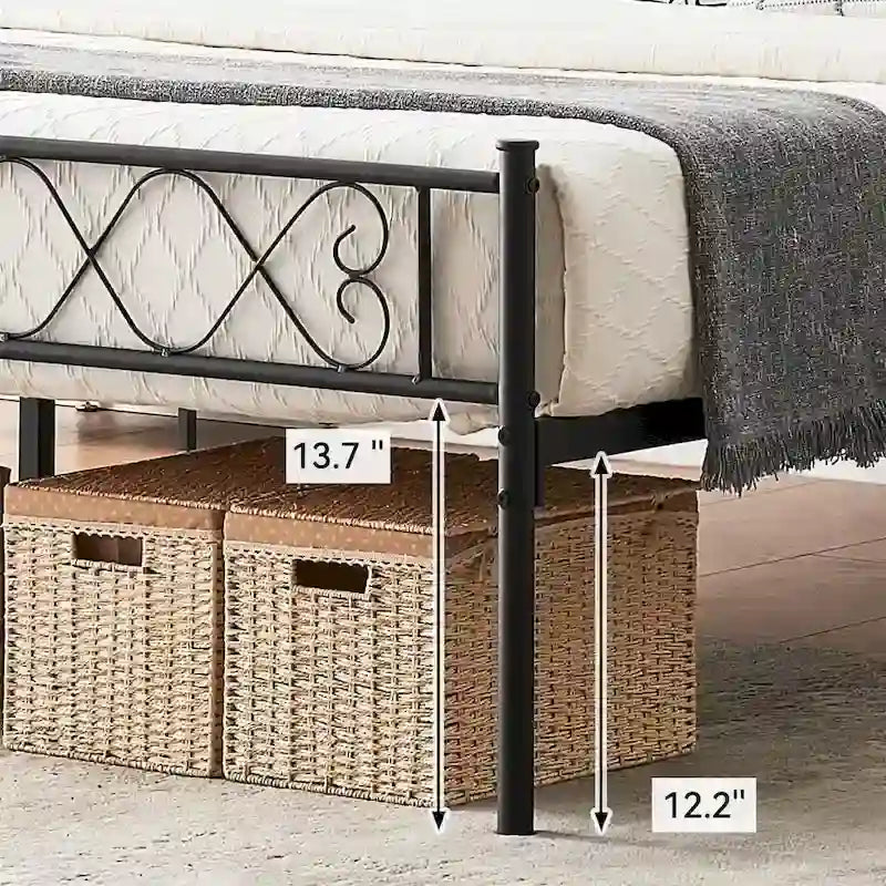 Platform Bed Frame with Iron-Art Sweet Heart