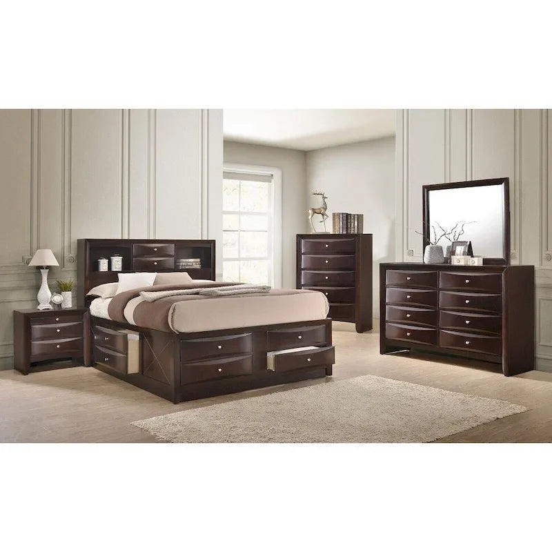 Captain's Bed Solid Wood Extra Storage Drawers Wooden Bedroom 5pc Set