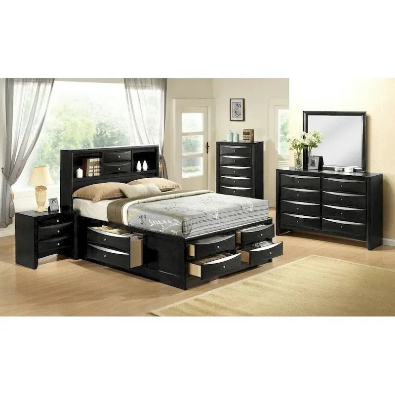 Captain's Bed Solid Wood Extra Storage Drawers Wooden Bedroom 5pc Set