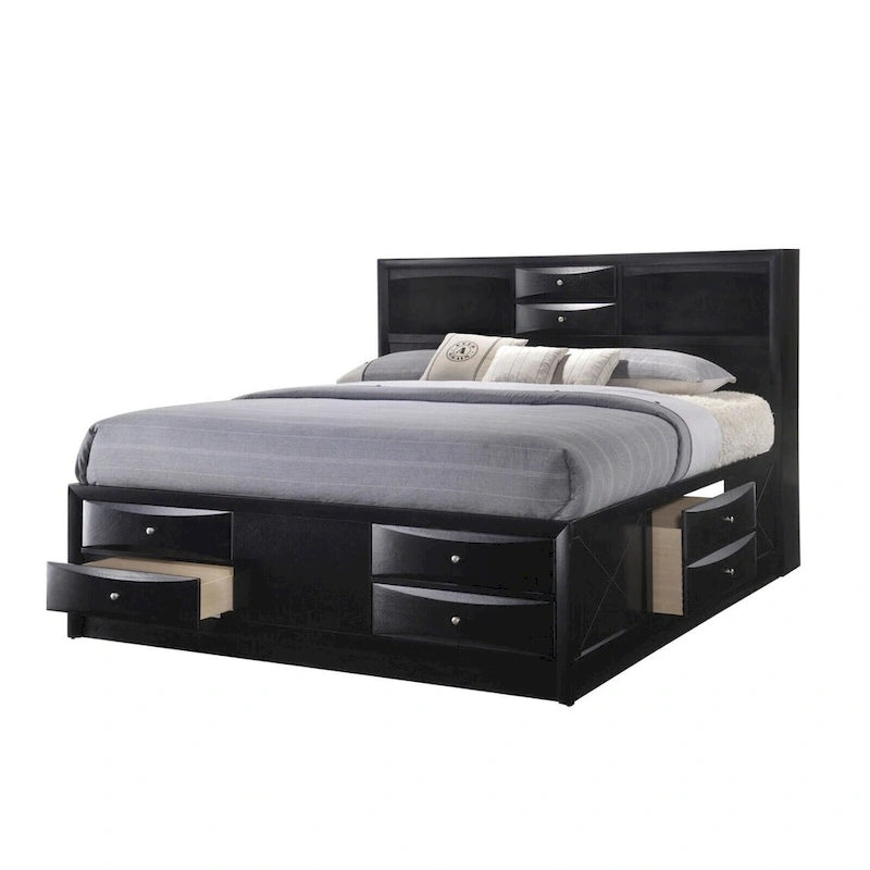 Captain's Bed Solid Wood Extra Storage Drawers Wooden Bedroom 5pc Set