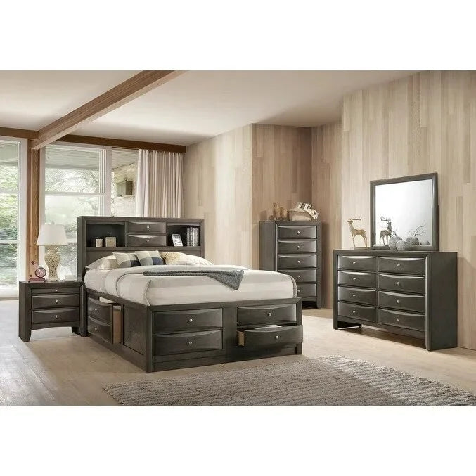 Captain's Bed Solid Wood Extra Storage Drawers Wooden Bedroom 5pc Set