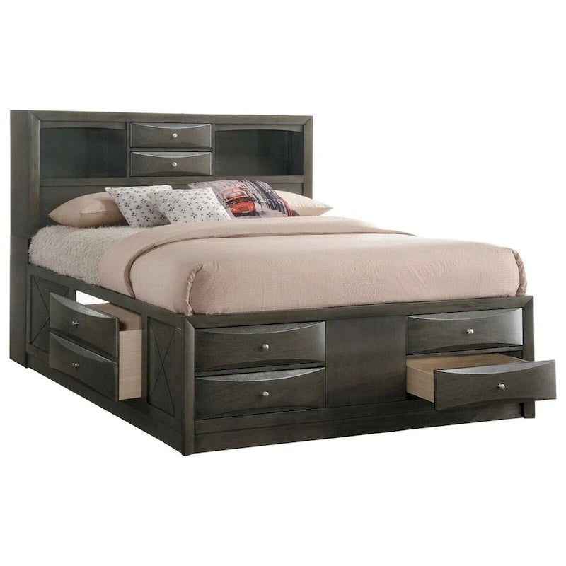 Captain's Bed Solid Wood Extra Storage Drawers Wooden Bedroom 5pc Set