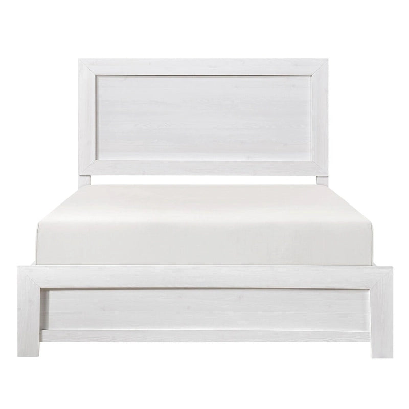 Eby Twin Size Bed, Rustic Farmhouse Style, White Finish Wood Veneer
