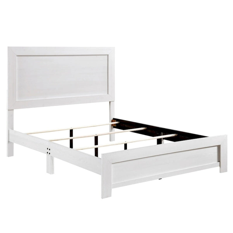 Eby Twin Size Bed, Rustic Farmhouse Style, White Finish Wood Veneer