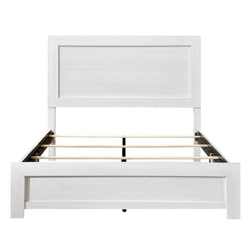 Eby Twin Size Bed, Rustic Farmhouse Style, White Finish Wood Veneer