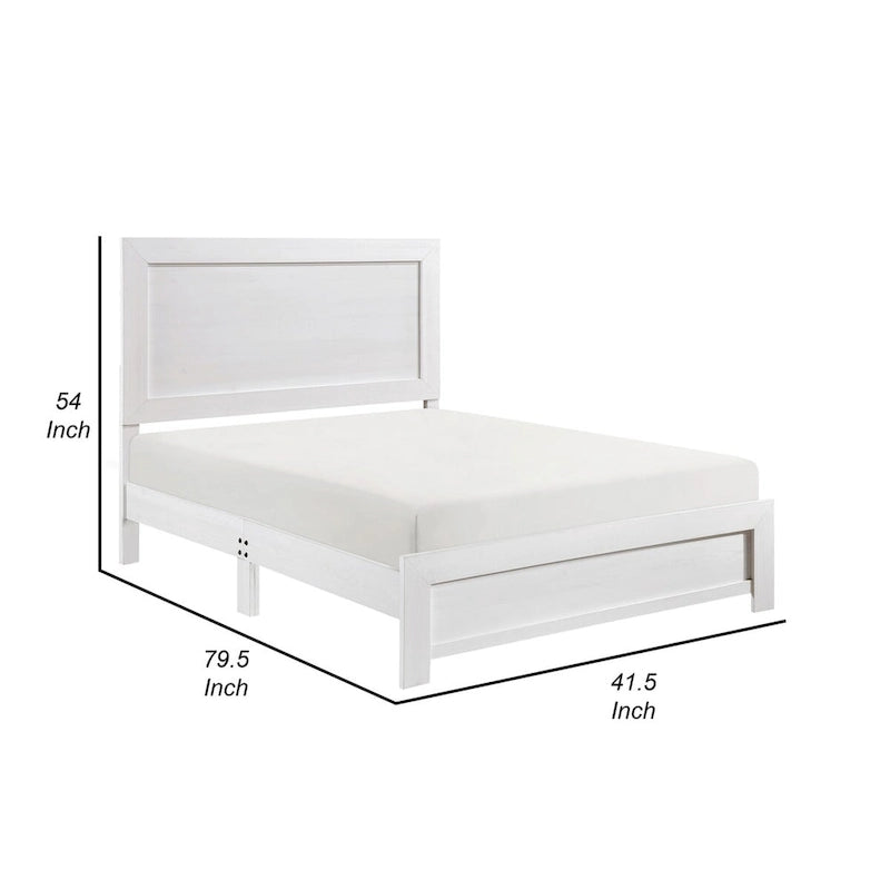 Eby Twin Size Bed, Rustic Farmhouse Style, White Finish Wood Veneer