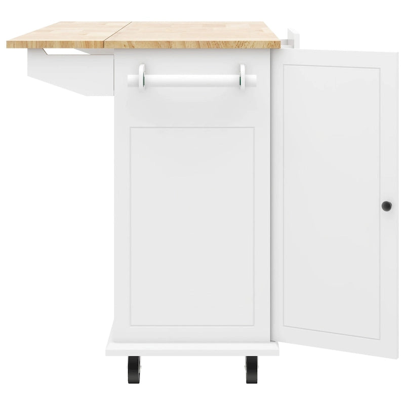 53.9 Width Rolling Kitchen Island with Drop Leaf and 3 Tier Pull Out Cabinet