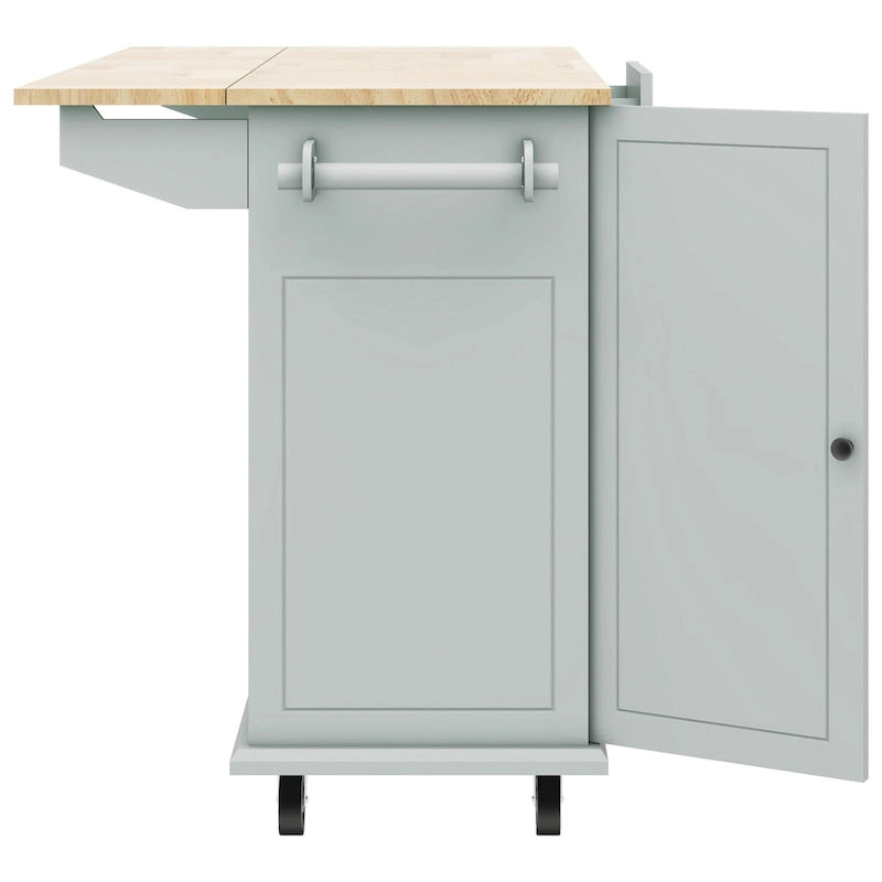 53.9 Width Rolling Kitchen Island with Drop Leaf and 3 Tier Pull Out Cabinet