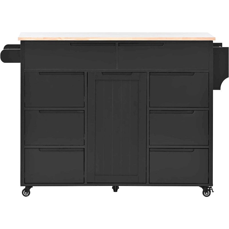 8 Drawer Rubber Wood Kitchen Island