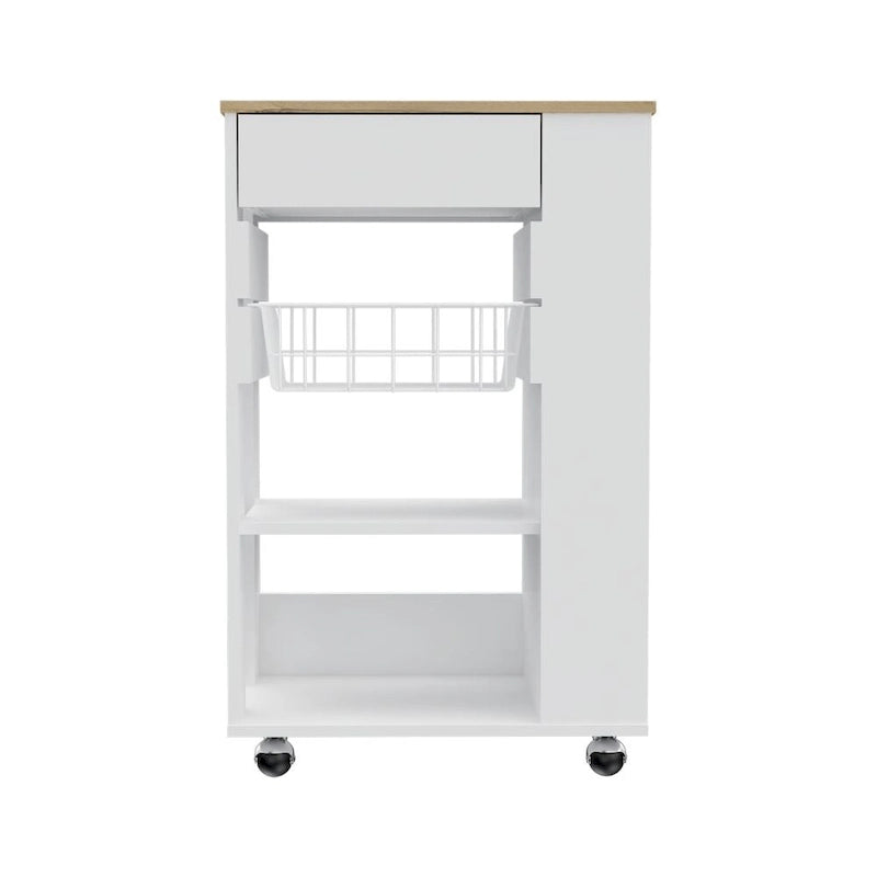 Kitchen Cart for Kitchen, Dining Room,Living Room, White / Light Oak