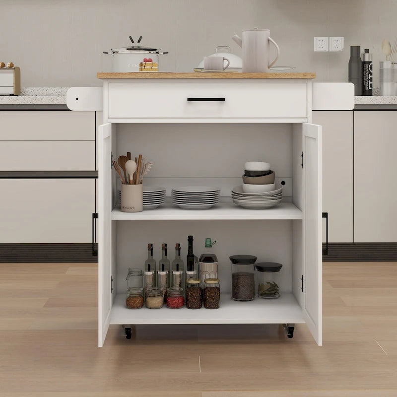 Kitchen island rolling trolley cart