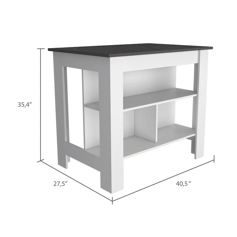 Rockaway 3-Shelf Kitchen Island White and Onix