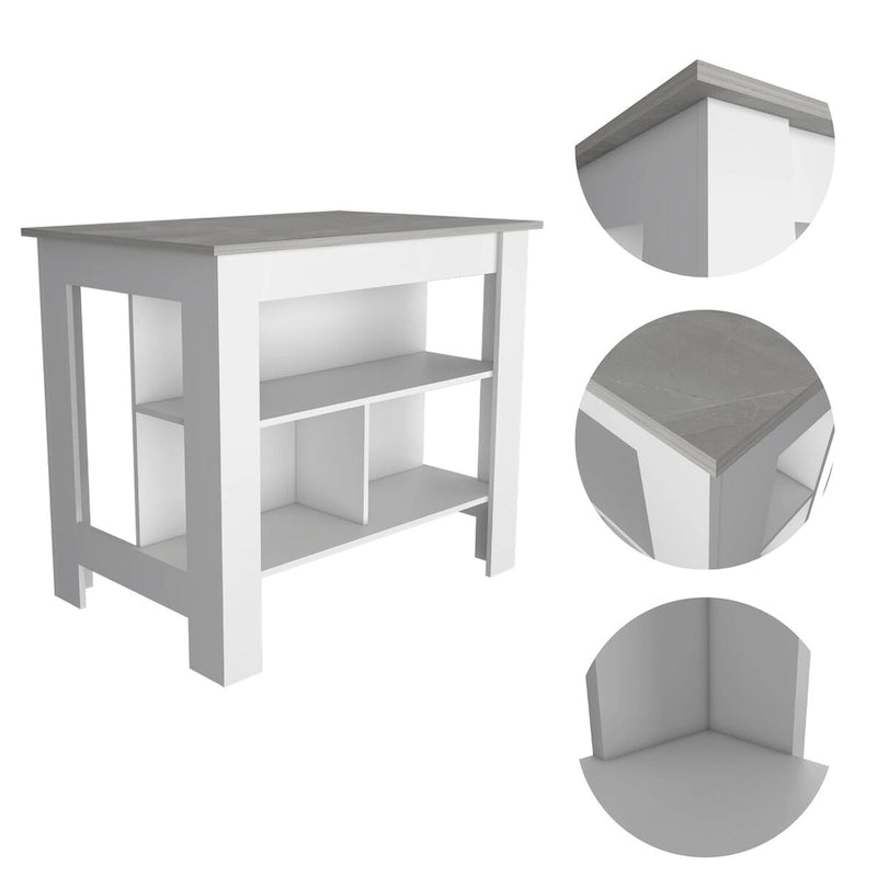 Rockaway 3-Shelf Kitchen Island White and Onix