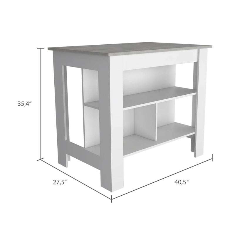 Rockaway 3-Shelf Kitchen Island White and Onix