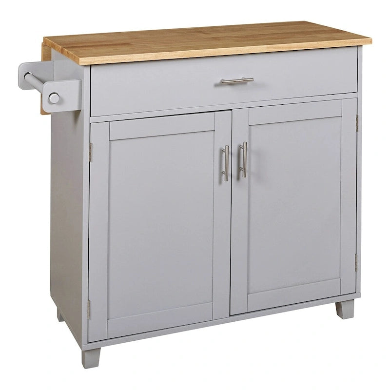 Rolling Kitchen Cart with Adjustable Shelf Tower Rack and Rubber Top - N/A