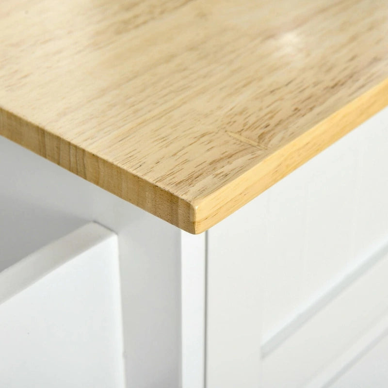 Mobile Kitchen Island with Wood Top, Drawers, Cabinets, Adjustable Shelves, and Towel Rack