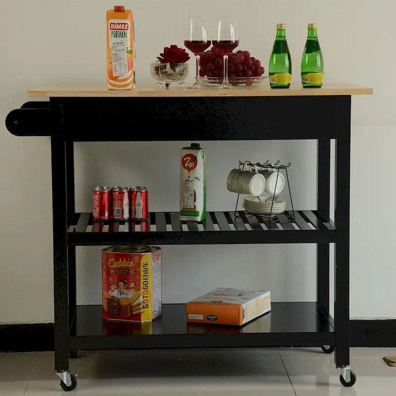 MDF Kitchen Cart with Two Lockable Wheels