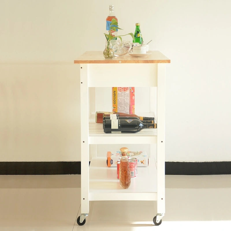 MDF Kitchen Cart with Two Lockable Wheels
