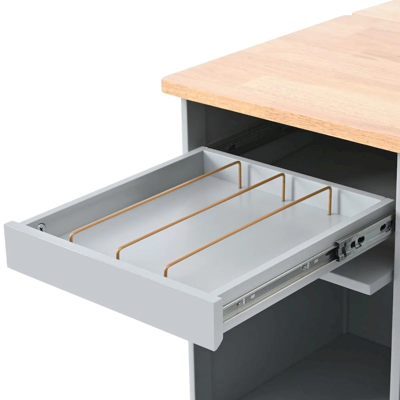 Kitchen Island with Drop Leaf and LED Light