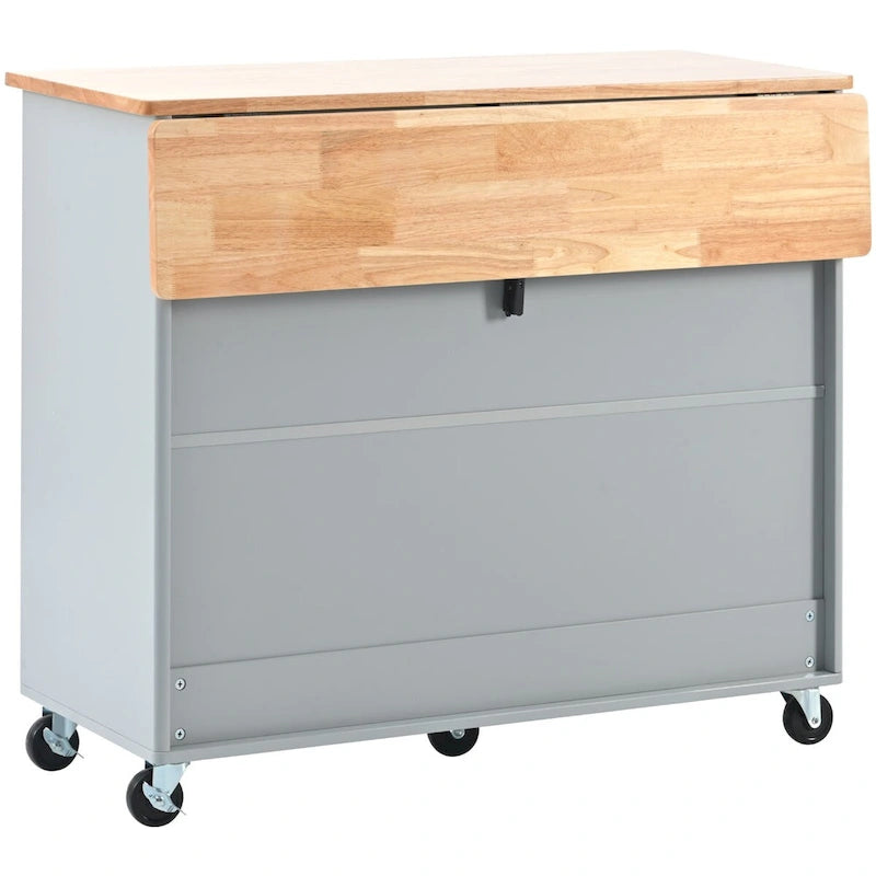 Kitchen Island with Drop Leaf and LED Light