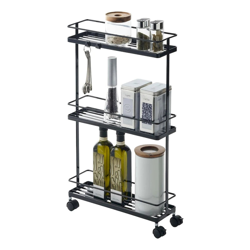 Yamazaki Home Rolling Cart, Steel, Holds 6.6 lbs, Wheels