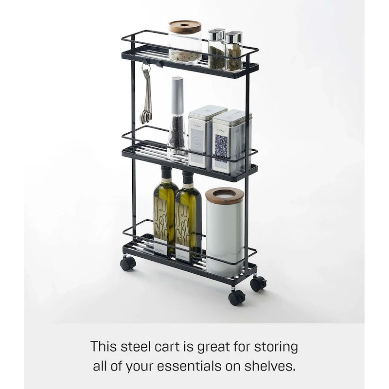 Yamazaki Home Rolling Cart, Steel, Holds 6.6 lbs, Wheels