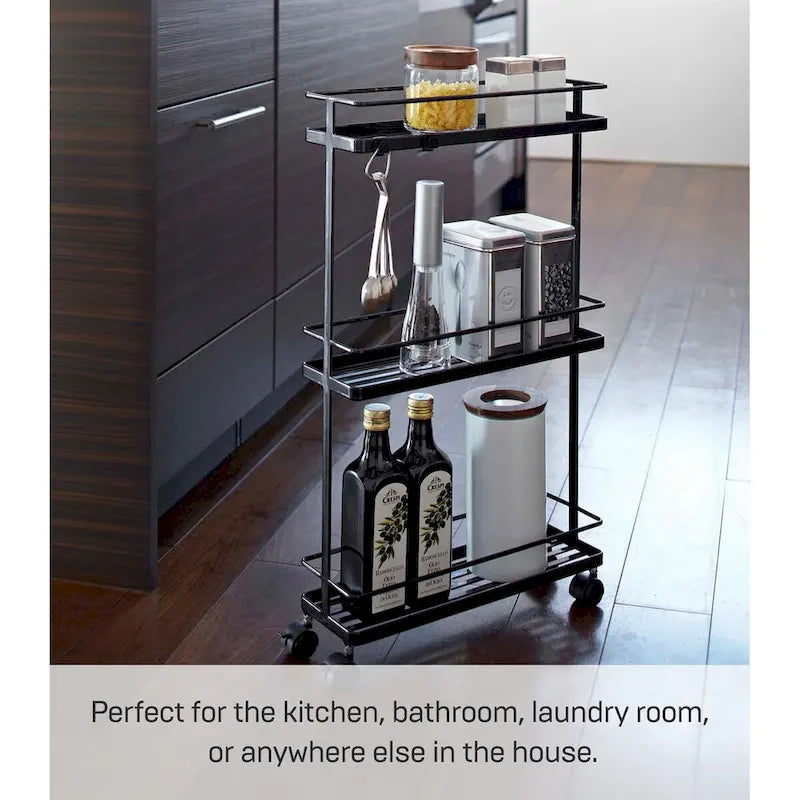 Yamazaki Home Rolling Cart, Steel, Holds 6.6 lbs, Wheels