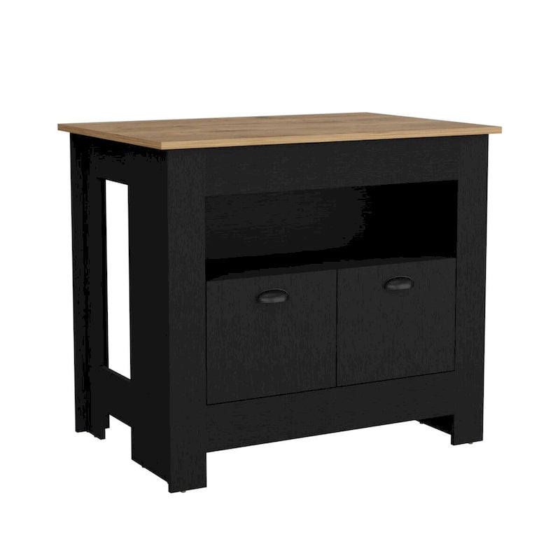 Kitchen Island Two Door Cabinet and Shelf for Dining Room.