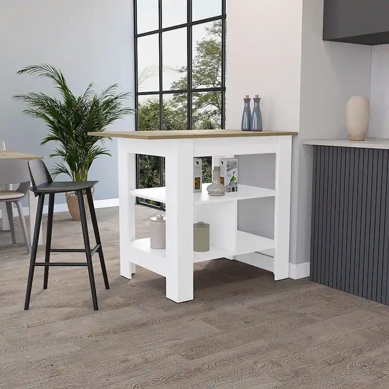 Kitchen island Shoproni, One Drawer, White Finish,High quality and durable