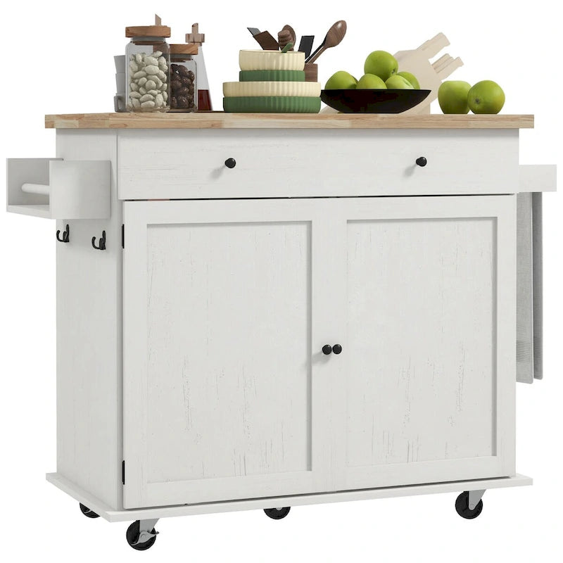 Rolling Kitchen Island with Storage on Wheels with Drawer