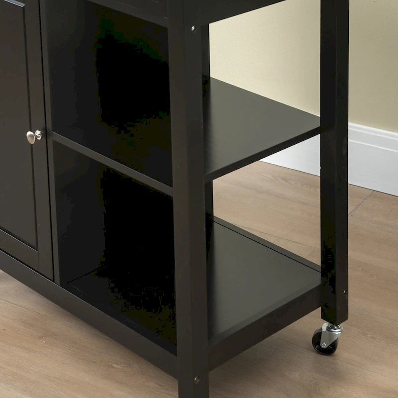 Rolling Kitchen Island Cart with Drawer and Shelves