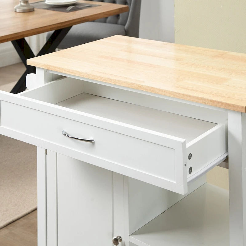 Rolling Kitchen Island Cart with Drawer and Shelves
