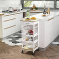 Rolling Kitchen Island w/ Storage, Wire Fruit Baskets, Trays & Drawer