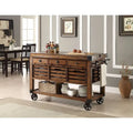 Wood & Metal Kitchen Cart, Distress Chestnut Brown
