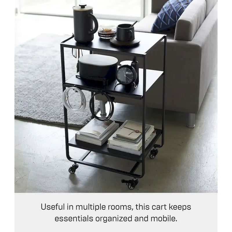 Yamazaki Home Rolling Utility Cart, Steel, Wheels - L 19.29 x W 14.96 x H 32.09 inches
